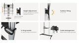 Equip 650630 Soporte de TV con Ruedas 37-86" VESA 600x400 50KG Máx Plata
