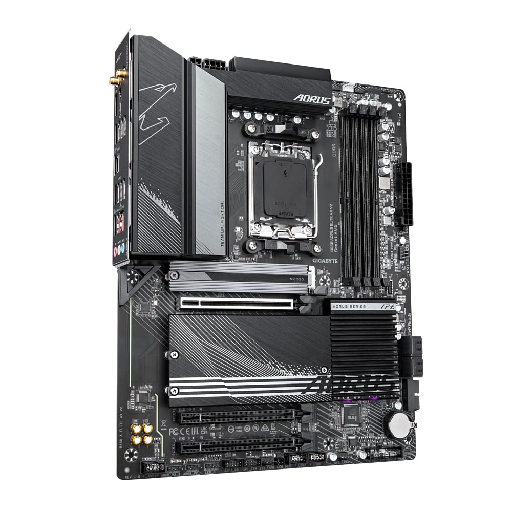 GIGABYTE B650 AORUS Elite AX V2 Placa Base - AMD Ryzen Serie 9000, VRM de 12+2+2 Fases, hasta 8000 MHz DDR5 (OC), 1xPCIe 5.0 + 2xPCIe 4.0 M.2, LAN 2,5 GbE, WiFi 6E, USB 3.2 Gen 2