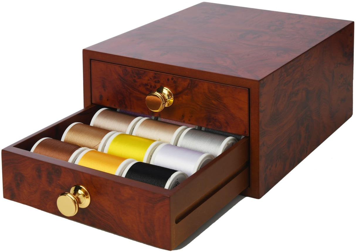 VIOLA Caja de hilo de costura y bordado, elegante cajonera 30 con bobinas de hilo de poliéster de 1000 m, hilo para coser y bordar 100% poliéster, acolchado y patchwork