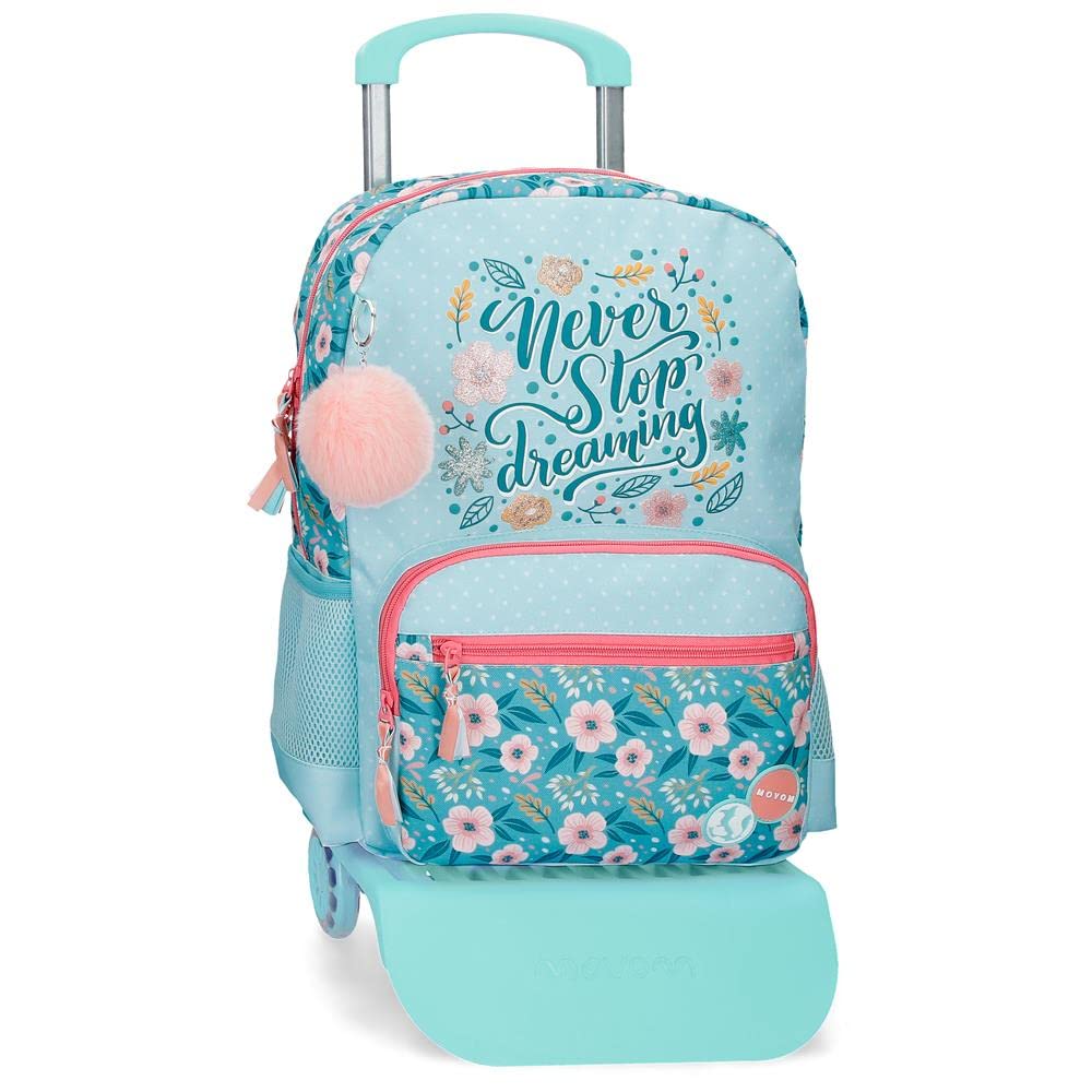 Movom Never Stop Dreaming Mochila Escolar con Carro Azul 31x42x13 cms Poliéster 16,93L