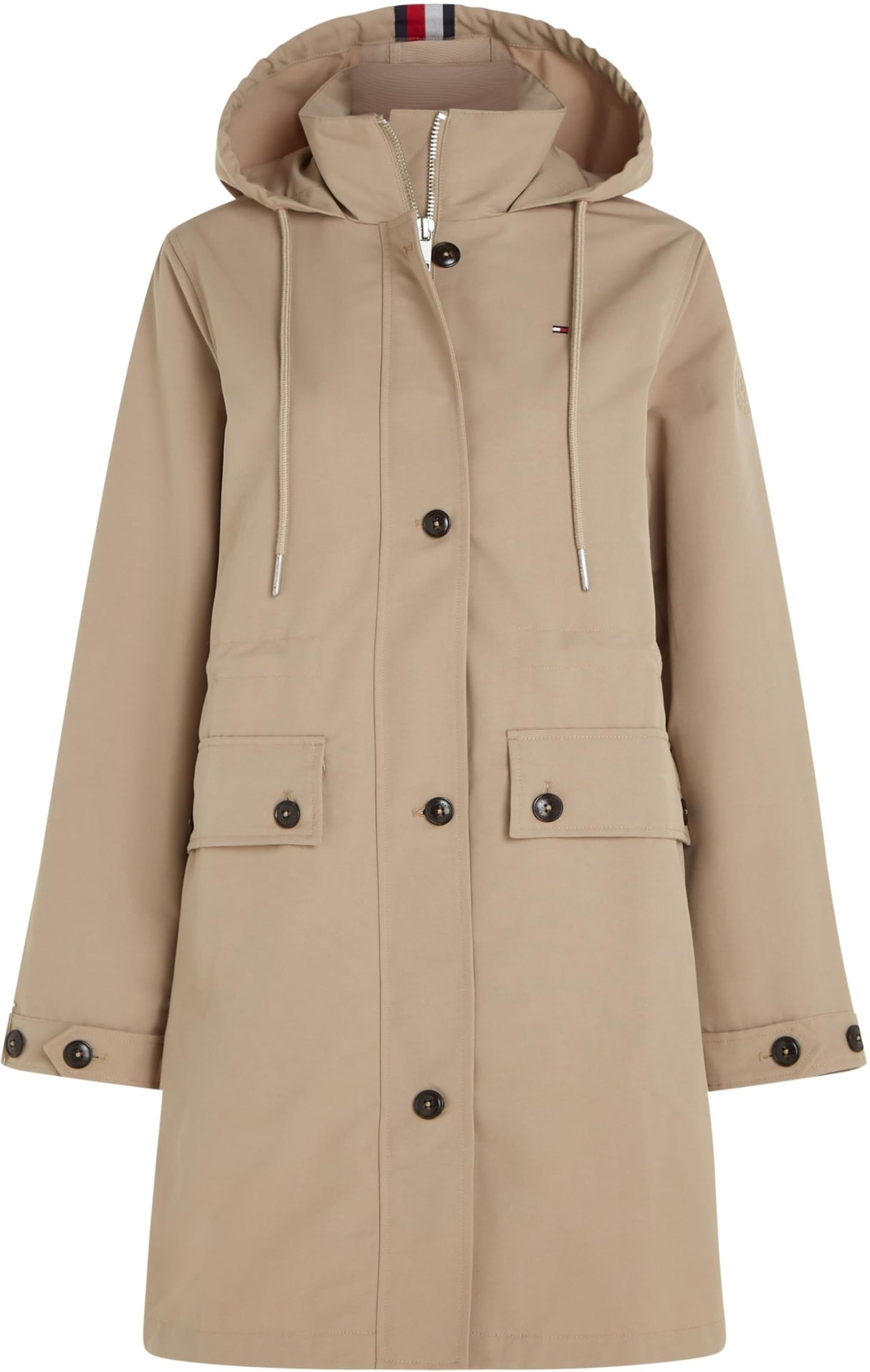 Tommy Hilfiger Parka Mujer Impermeable, Beige (Beige), 42