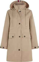 Tommy Hilfiger Parka Mujer Impermeable, Beige (Beige), 42