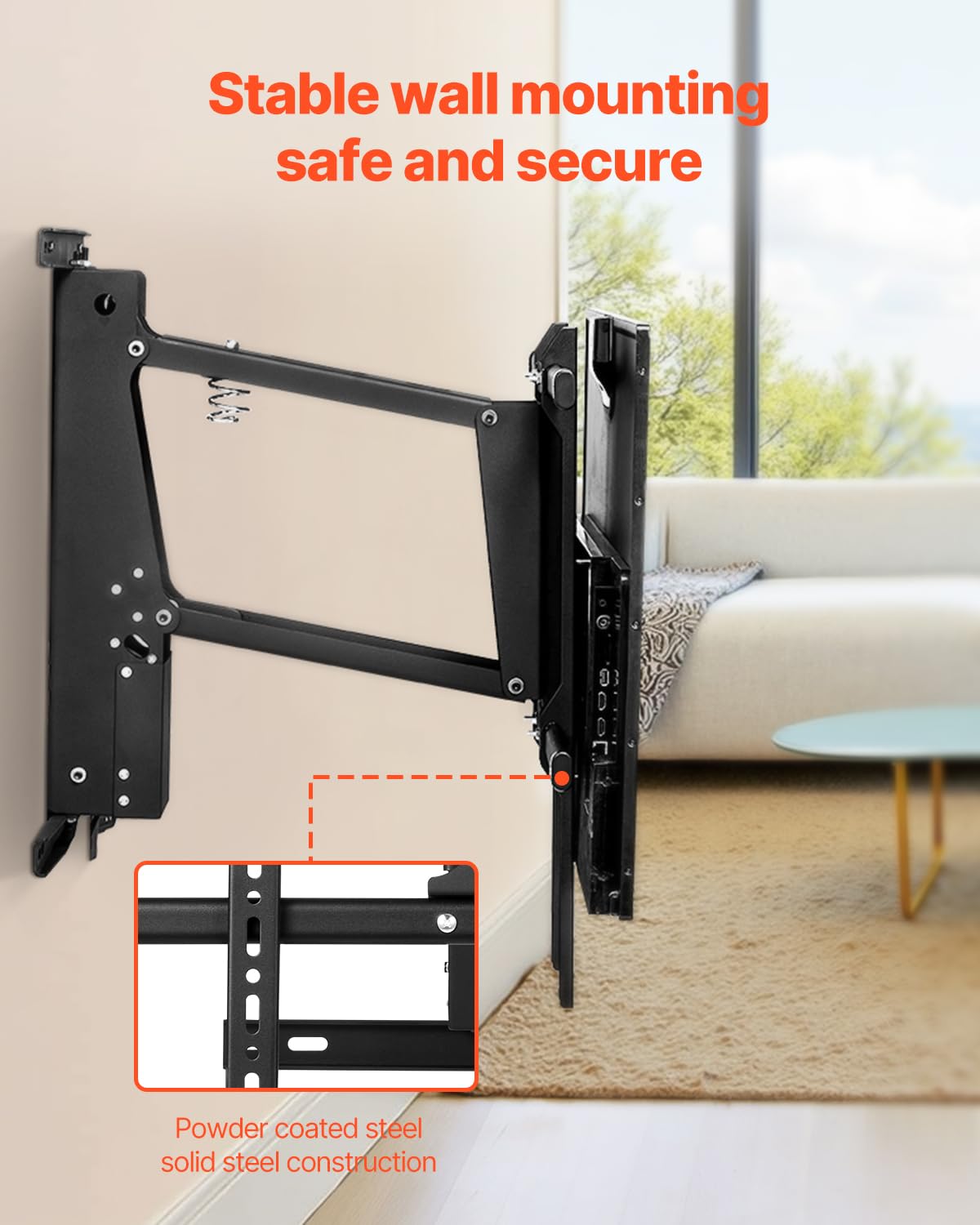 VEVOR Soporte para TV de Pared motorizado, Marco Soporte para TV Dimensiones de 813 a 1651 mm, Marco Porta televisión Plegable Ajustable con VESA máx. 60 x 60 cm, Carga máx. 40 kg