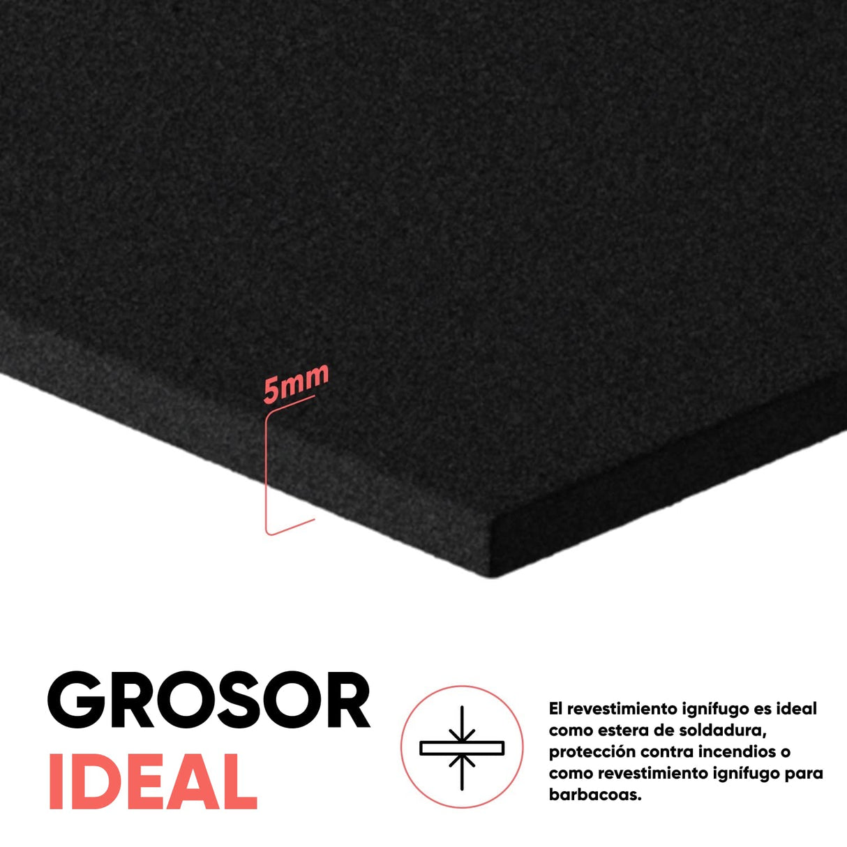 EVOCAMP Base ignífuga 200x200 cm - Alfombra de protección térmica resistente al calor hasta 982 °C - Alfombrilla de soldadura, alfombra ignífuga para una protección contra incendios segura