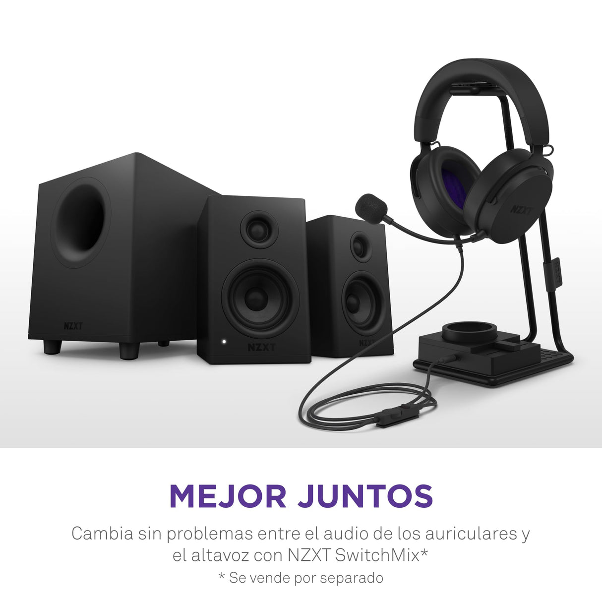 NZXT Relay Altavoces de sobremesa para PC Gaming - AP-SPKB2-EU - Sonido de Rango Completo - 80 vatios - Alto Rango dinámico - Tweeters de cúpula de Seda - Woofers de Fibra de Vidrio - Negro