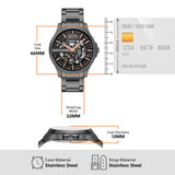 Armani Exchange Orologio da uomo, Movimento automatico a tre lancette e cassa da 46 mm con cinturino in Acciaio inossidabile, Carbón