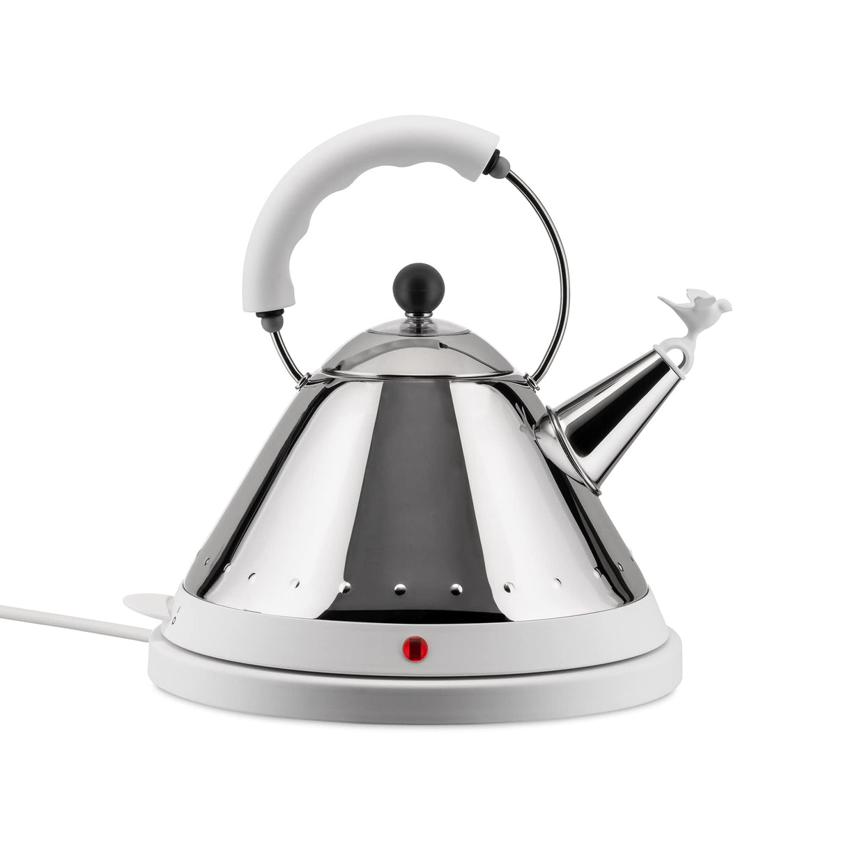 Alessi - MG32 W - Hervidor Eléctrico de Diseño, Acero Inoxidable y Resina Termoplástica, Blanco