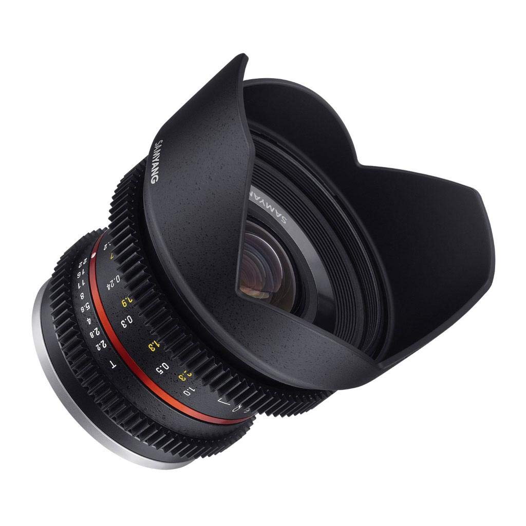 Samyang F1420509101 - Objetivo para vídeo VCSC-Mirrorless para Micro Cuatro Tercios (Distancia Focal Fija 12mm, Apertura T2.2-22 Cine NCS CS, diámetro Filtro: 67mm), Negro