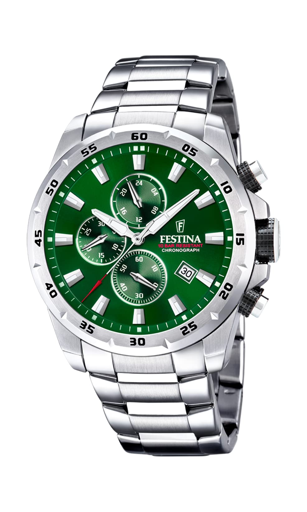 Reloj FESTINA para Hombre F20463/3 Chrono Sport Caja de Acero Inoxidable 316l Plateado Correa de Acero Inoxidable 316l Plateado