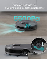 LEFANT M1 Robot Aspirador y Fregasuelos, Navegación LiDAR, 5500 Pa, Autonomía de 150min, Mapeo Multinivel, Zonas Prohibidas, Aspirador Robot para Mascotas, Gris