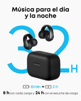 Soundcore AeroClip de Anker, Auriculares Open-Ear, Comodidad de adaptación, Llamadas nítidas con 4 micrófonos con IA, Ajuste Estable, Altavoces de 12 mm para un Sonido Claro, Forma de Anilla Abierta