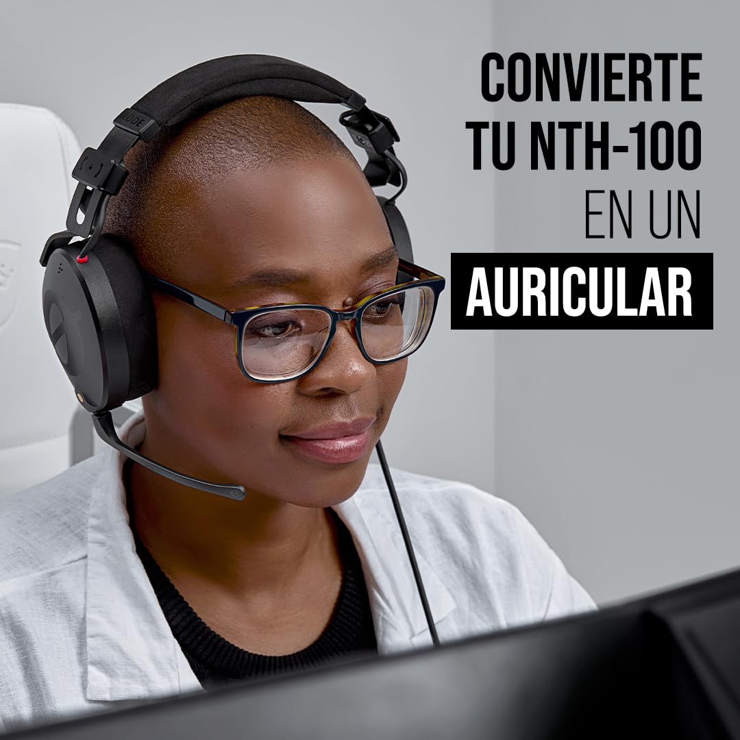 RØDE NTH-Mic Micrófono de diadema profesional RØDE NTH-Mic para auriculares NTH-100, para medios, radiodifusión, podcasting, creación de contenido, transmisión, trabajo desde casa (negro)