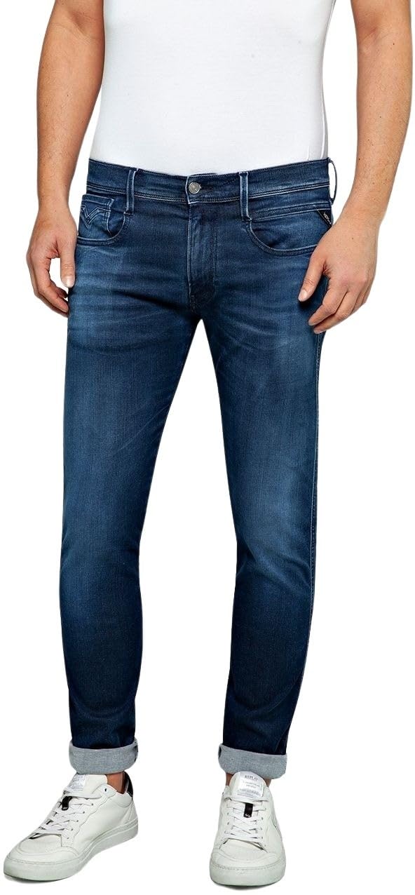 Replay Anbass Slim-Fit Hyperflex Jeans con elástico, Azul (Dark Blue 007), W30 x L30 para Hombre