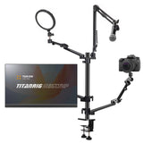 TARION Soporte Camara Mesa Brazo: Soporte para Camara de Escritorio Flexible Overhead Camera Mount Rig Fotografia con Brazo Articulado para Luz de Anillo Micrófono Video Titanrig(Conjunto de Mesa)