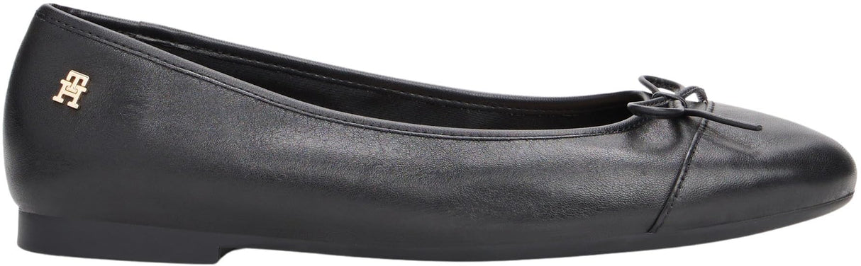 Tommy Hilfiger Bailarinas Mujer Toe Cap de Piel, Negro (Black), 39