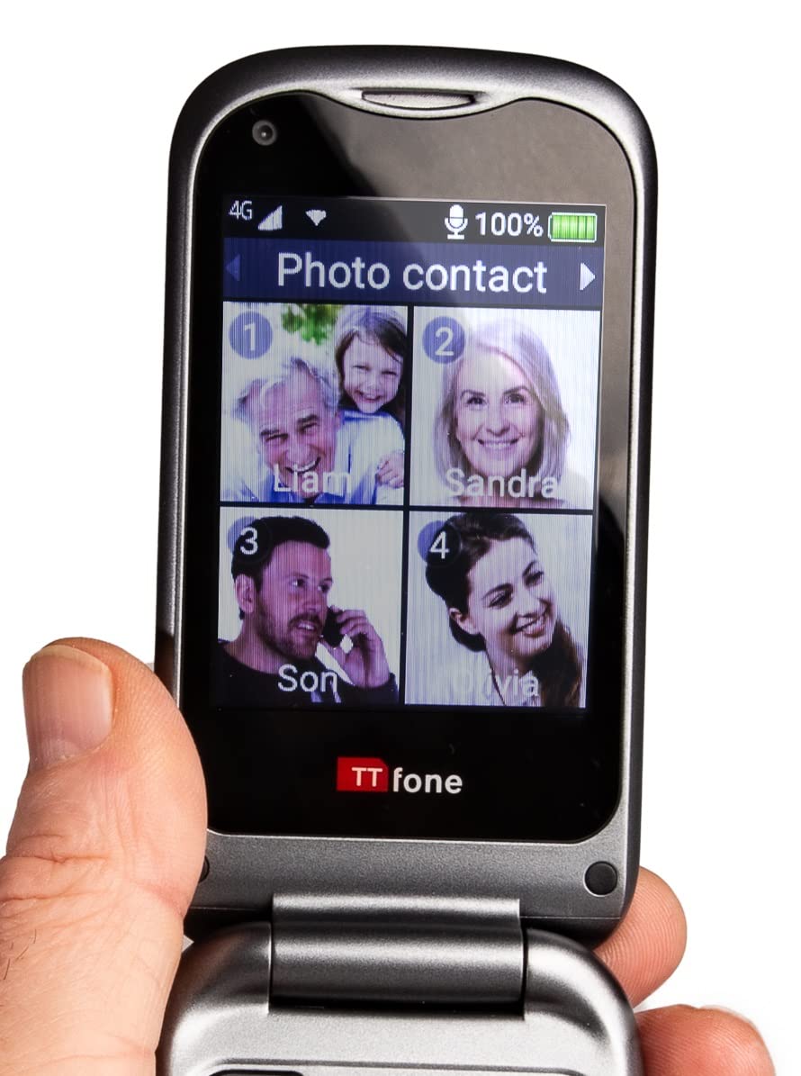 TTfone TT970 Whatsapp 4G Pantalla Táctil Teléfono de tapita y Botones Grandes – con Cámara de 8MP y Botón de Asistencia de Emergencia, Compatible con Audífonos y – Fácil y Simple de Usar (embalar)