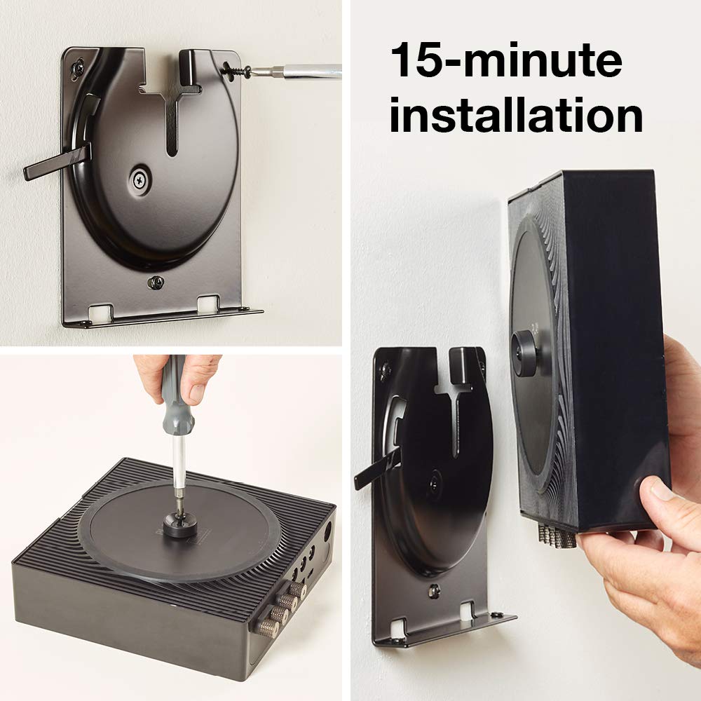 Sanus Soporte de Pared para Amplificador Sonos, diseño Negro Delgado con pestillo bloqueable para Mayor Seguridad, diseño de Soporte de Perfil bajo Que se Monta en Cualquier orientación, gestión de