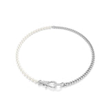 Swarovski Collar Dextera, Pavé, Perla de cristal, Blanco, Baño de rodio