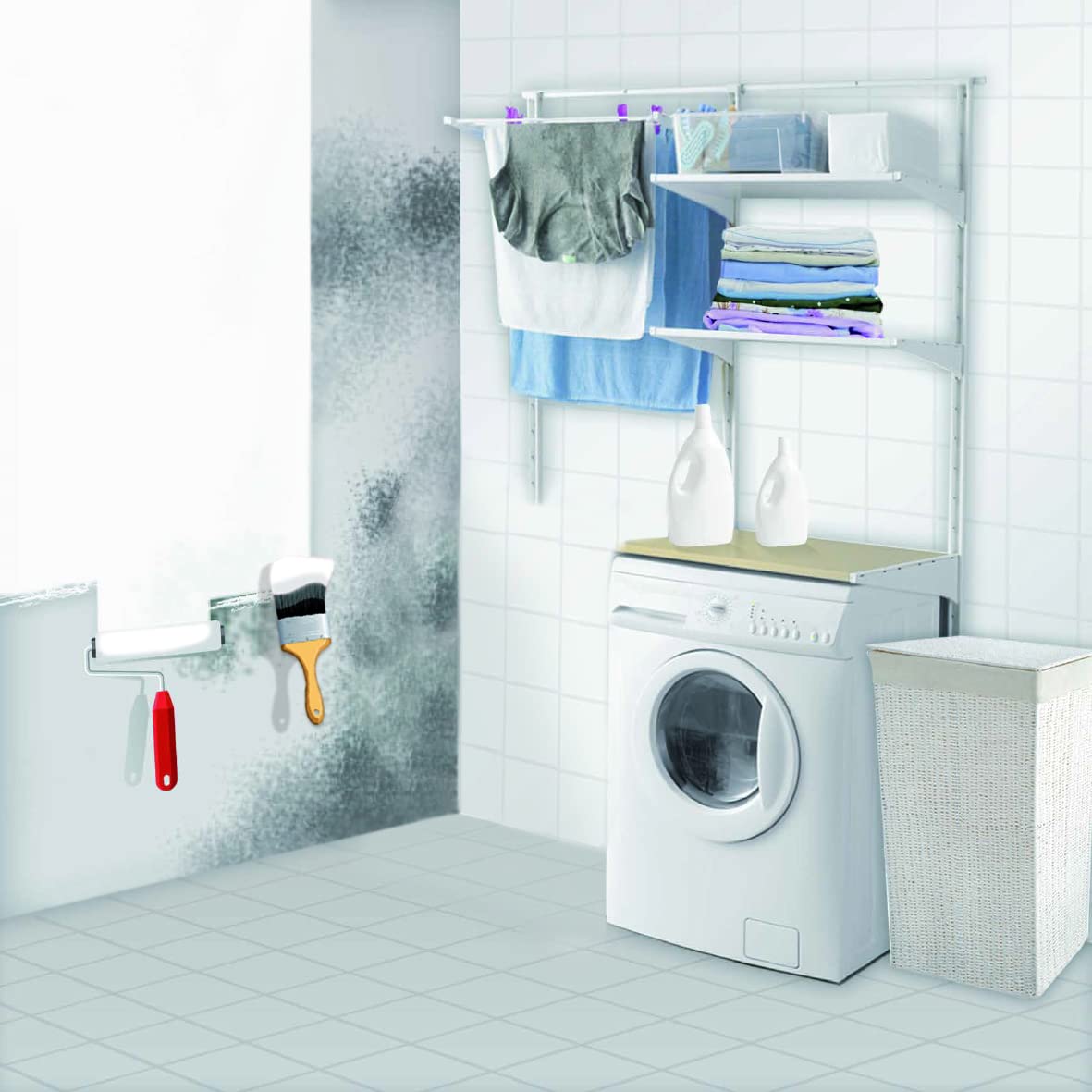 fischer - Pintura Antihumedad y Antimoho | Aislante Térmico y Antimoho | Uso Interior y Exterior | Alta Elasticidad y Repintable | Secado Rápido | 15L | Blanco