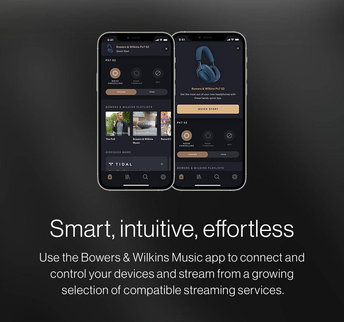 Bowers & Wilkins PX7 S2e - Auriculares inalámbricos con cancelación de Ruido con Qualcomm aptX Adaptable y Carga rápida, 30 Horas de reproducción y Seis micrófonos Integrados, Color Gris Nube