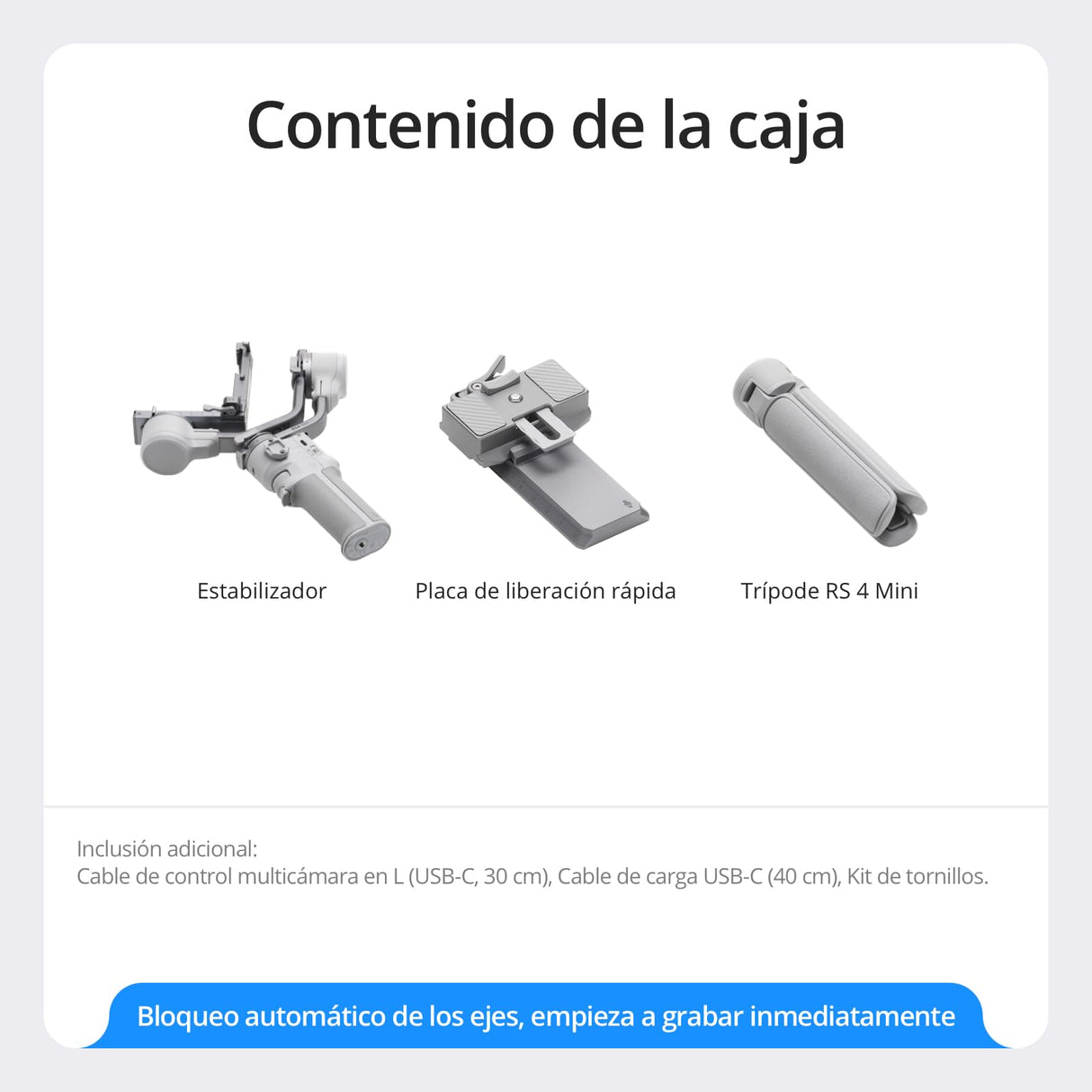 DJI RS 4 Mini, Estabilizador para cámaras Canon/Sony/Panasonic/Nikon/Fujifilm, Bloqueos de Ejes automáticos, Carga útil de 2 kg, Estabilizador de cámara, Grabación Vertical nativa