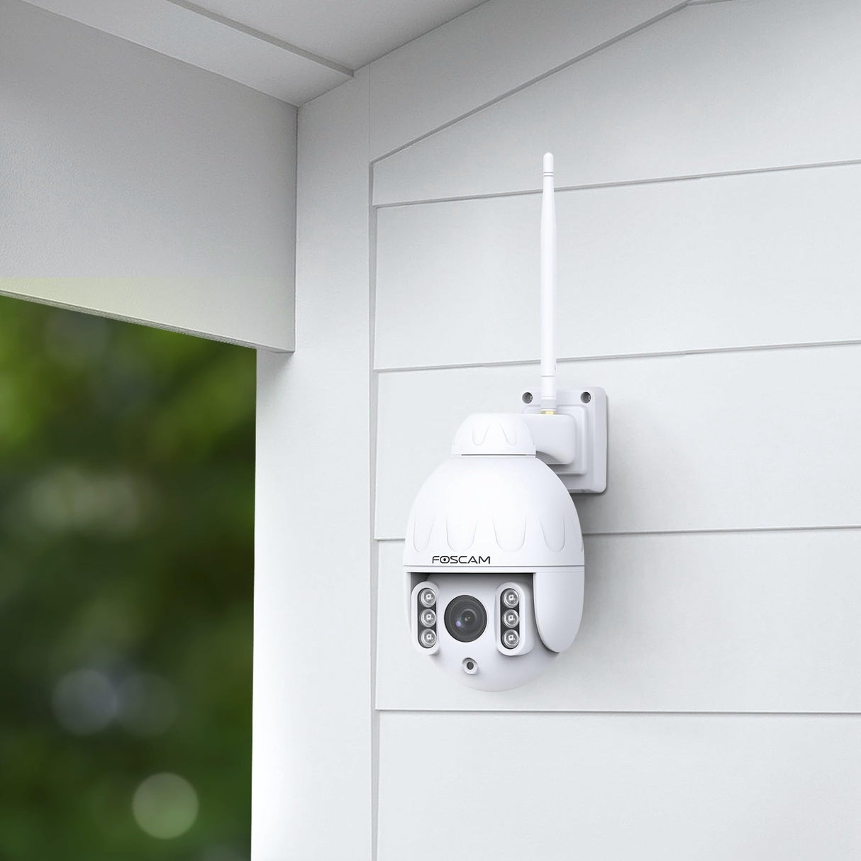 Foscam Cámara de vigilancia SD4 4 MP Dual Band WiFi PTZ Dome con Zoom óptico de 4 aumentos y visión Nocturna hasta 50 Metros, detección de Personas, Movimiento y Ruido, Color Blanco