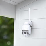 Foscam Cámara de vigilancia SD4 4 MP Dual Band WiFi PTZ Dome con Zoom óptico de 4 aumentos y visión Nocturna hasta 50 Metros, detección de Personas, Movimiento y Ruido, Color Blanco