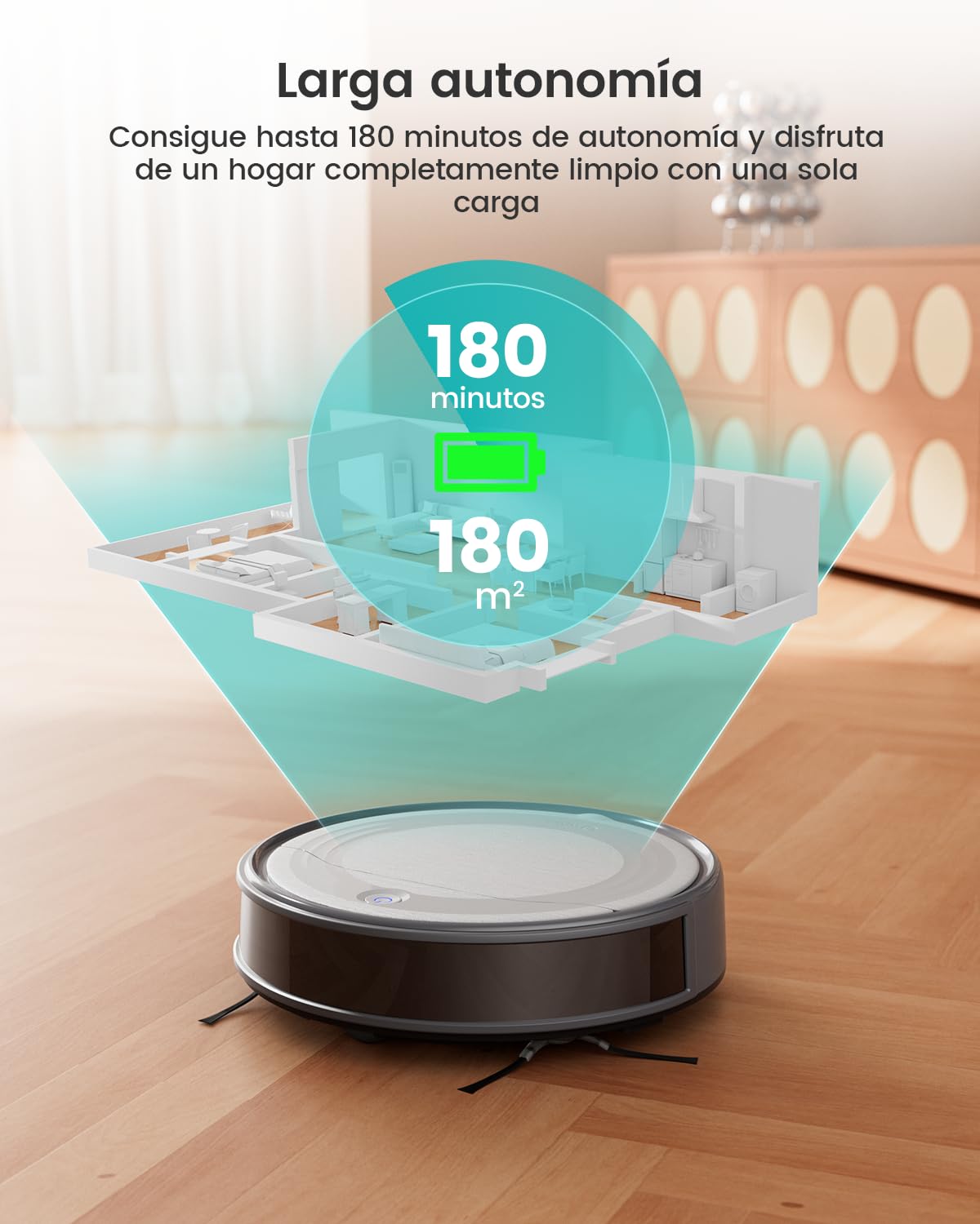 LEFANT M310 Robot Aspirador, 4500Pa Succión, 180 min Autonomía, 6 Modos de Limpieza, Evitación de Obstáculos 4cm, App/Alexa, Ideal para Pelo de Mascotas, Alfombras y Suelos Duros, Gris