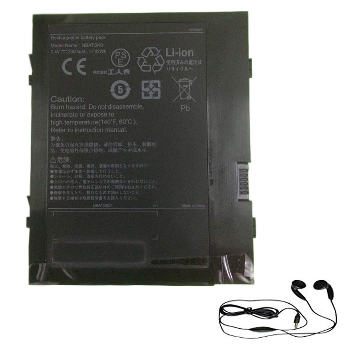 Batería de Repuesto para KHJINSHA NBATSKO, NBATSK0, SK Series, SK3KX06GA, SK3, SK3WX06L, SK3KX06GA, Incluye Auriculares estéreo.
