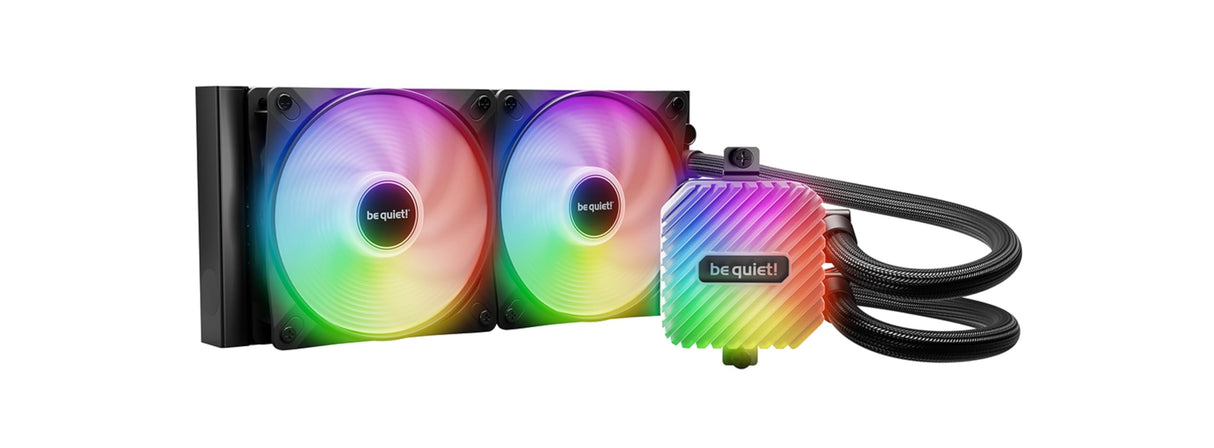 be quiet! Light Loop 240 mm Black CPU refrigerador con agua para sistemas muyoverclockeados, elegante bloque de refrigeración ARGB, 2 ventiladores Light WingsLX PWM high-speed, con ARGB-PWM-Hub