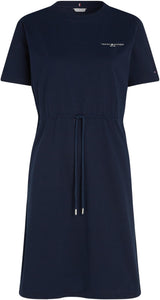 Tommy Hilfiger Vestido Tipo Camiseta de Algodón para Mujer, Azul (Dark Night Navy), XXL