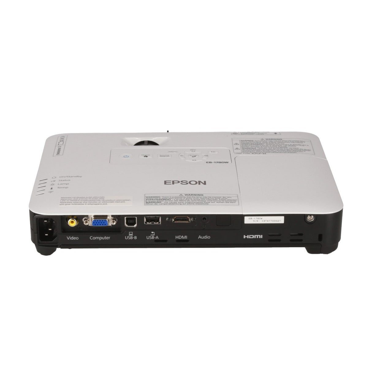Epson EB-1780W - Proyector (3000 Lúmenes ANSI, 3LCD, WXGA (1280x800), 16:10, 762-7620 mm (30-300"), 1,35-1,62 m)