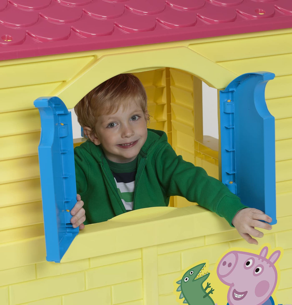 Chicos - Peppa Pig Casita Infantil para Exterior | Plástico Resistente y Duradero | Montaje/desmontaje Sencillo y rápido | Color Amarillo con tejado Rosa. (89503)