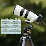K&F Concept GD-3W Geared Tripod Head, Cabezal de 3 Vías para Trípodes,Cabezal de CNC Process Aluminio para Videocámaras,Equipamiento de Fotografía y Cámara,Creación de Contenidos,Vlogging Carga 6KG