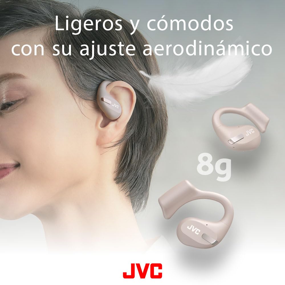 JVC Auriculares inalámbricos Deportivos 38h de Batería, Sonido, Oido Abierto, Resistentes al Agua IPX4, Doble Micro, Ideales para el Deporte, Cascos para Correr