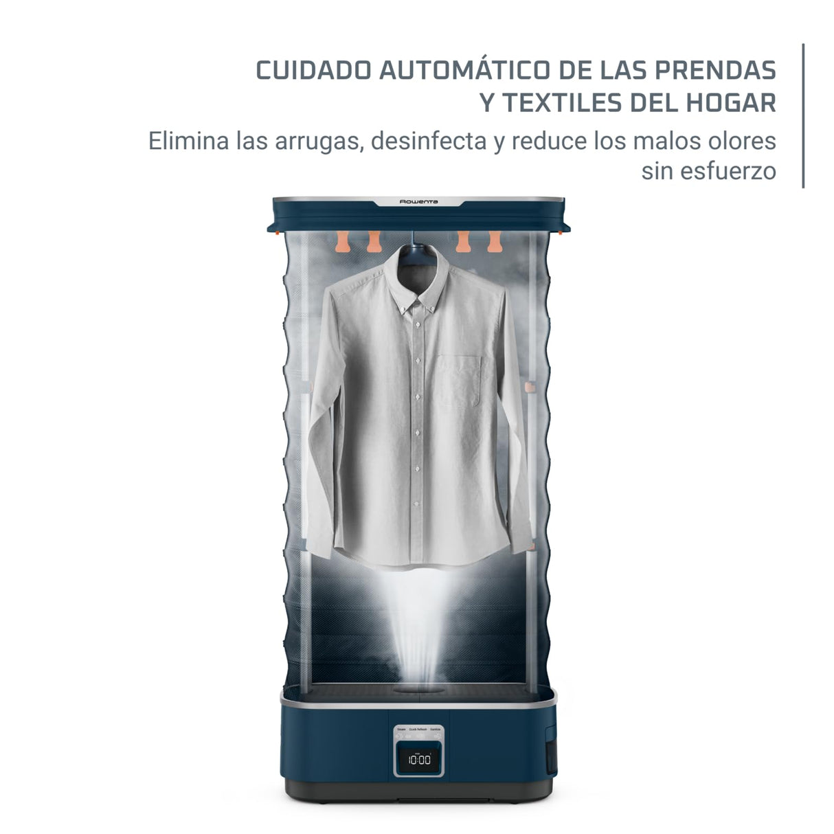 Rowenta Care For You First - Robot de planchado 1500 W, bajo consumo energético, elimina arrugas, desinfecta, refresca y elimina olores, hasta 3 prendas, diseño compacto, incluye accesorios, YR2020