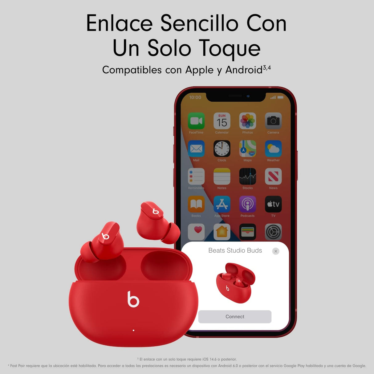 Beats Studio Buds – Auriculares intraurales Totalmente inalámbricos con cancelación del Ruido – Auriculares Bluetooth Resistentes al Sudor, compatibles con Apple y Android – Rojo