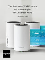 TP-Link Deco XE75 WiFi AI Mesh AXE5400 Mbps, WiFi 6E, 6GHz, Triple Banda Real, Cobertura WiFi de 510㎡, 3 x Puerto Gigabit, Fácil Instalación, hasta 200 Dispositivos, Protección HomeShield