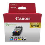 Canon Tinta - CLI-571 - Pack de 4 Cartuchos Originales - (x 1 Negro, x 1 Cian, x 1 Magenta, x 1 Amarillo)