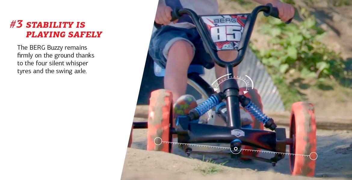 BERG Pedales Buzzy 2 en 1 Incl. Barra de Empuje, Kart, Rueda Libre, vehículo de Pedal, vehículo Infantil con Freno de Mano, vehículo de Pedales con Alto estándar de Seguridad, gokart a Partir de 2