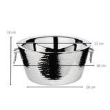 EDZARD Champagne Cooler Ontario para 5 botellas, con asas, acero inoxidable pulido de alto brillo, doble pared, exterior martillado, diámetro 38 cm, altura 18 cm