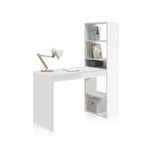 Habitdesign Mesa de Ordenador, Escritorio con Estanteria Reversible, Blanco Artik, Modelo Duplo, Medidas: 120 cm (Ancho) x 53 cm (Fondo) x 144 cm (Alto)