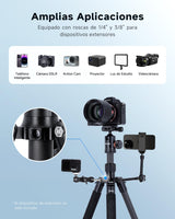 Tripode Camara Rollei C5i Negro, 156cm Tripode Carbono Fotografia de Viaje Portátil Camera Tripod Ligero con Cabezal Esférico de 360° Trípode y Monopie Compacto para Cámaras DSLR y Smartphone