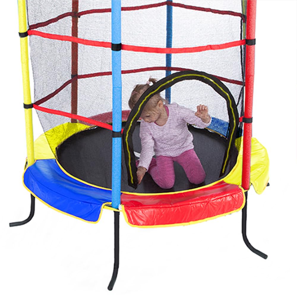 Headline - Ultrasport Happy Jump Cama Elastica Niños Exterior y Interior 140 cm hasta 50 kg con Red de Seguridad, Acolchado I Camas Elasticas, Trampolin, Colchoneta Elastica, Trampolines para Niños