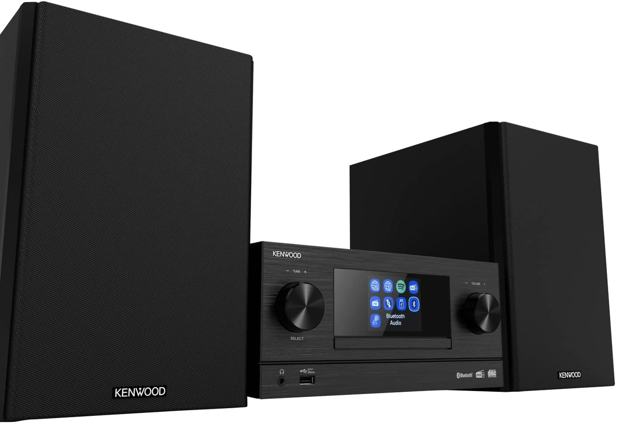 Kenwood M-9000S-B - Micro Sistema Hi-Fi con CD, Dab +, Radio por Internet, Spotify, FM, Bluetooth, USB y Gran Pantalla a Color TFT