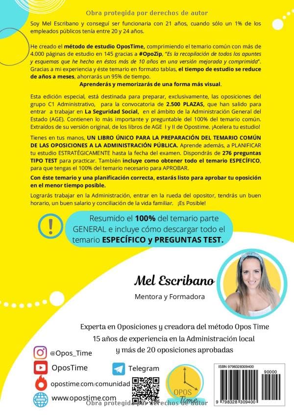 TEMARIO ADMINISTRATIVO SEGURIDAD SOCIAL (Parte General): Formato resumido y esquematizado para facilitar su memorización. Incluye Tests y planificación. (PREPARACIÓN OPOSICIONES SEGURIDAD SOCIAL)