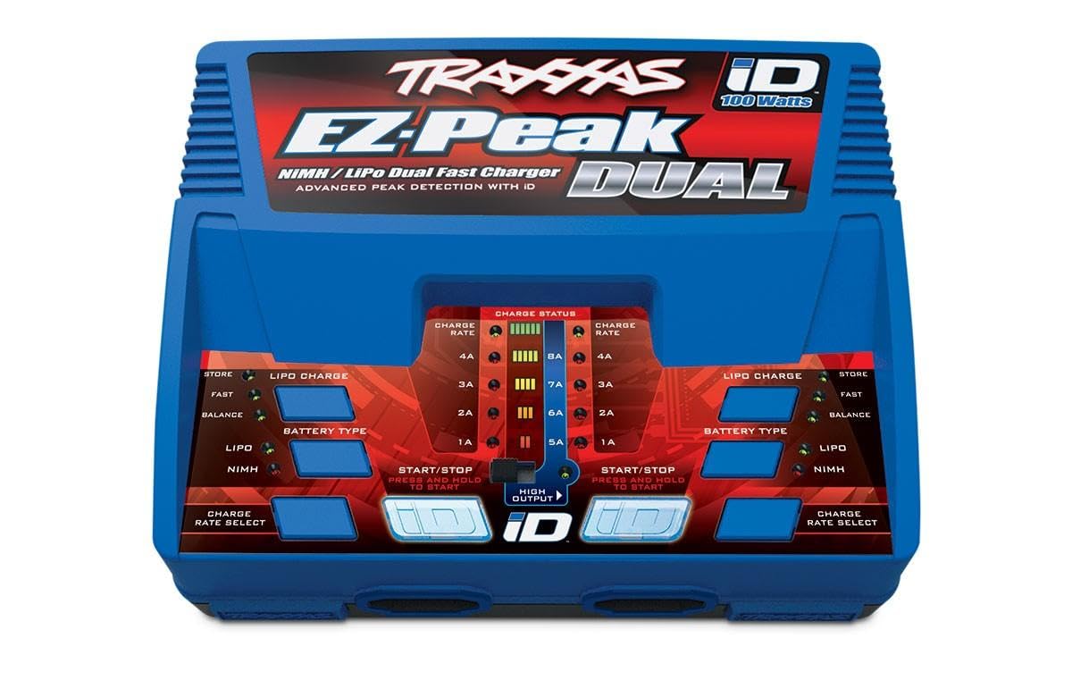 Traxxas EZ-Peak Plus Dual - Cargador para modelismo (8 A, LiPo, NiMH Minus-Delta-U, detección de batería)