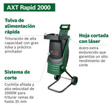 Bosch biotrituradora AXT Rapid 2000 (para triturar eficazmente los residuos del jardín; potente motor de 2000 W)