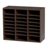 VEVOR Organizador de Literatura de madera Aglomerado Estante de Almacenamiento de Documentos de 24 Compartimentos 73,7x30,5x62 cm Clasificador de Literatura con Estantes Ajustables para Oficina Marrón