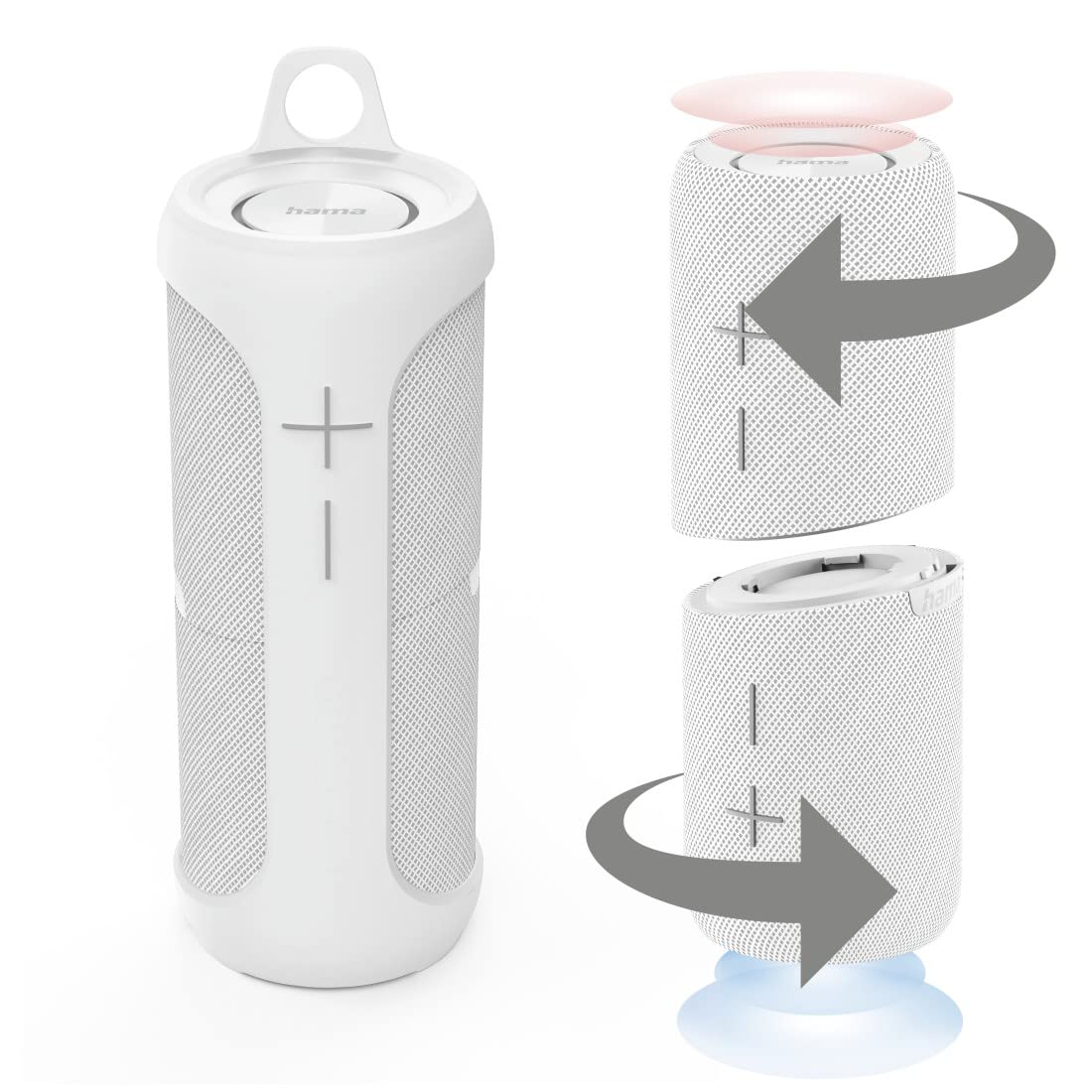 Hama | Juego de Altavoces Bluetooth 2 en 1 Twin 3.0 Resistentes al Agua 30 W (Juego de Altavoces, Divisibles, Inalámbrico, 2 Cajas portátiles Bluetooth, Resistente al Agua IP67) Color Blanco